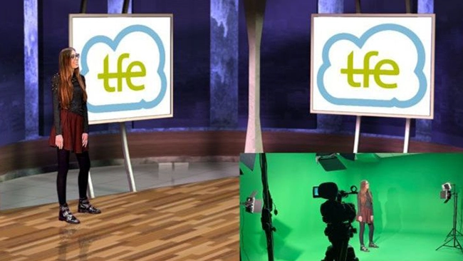 mujer en plató TV